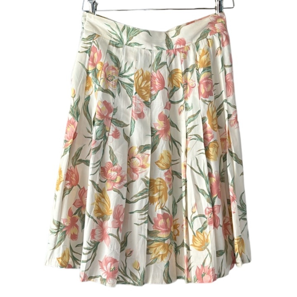 Christine David Pleated A-Line Floral Skirt